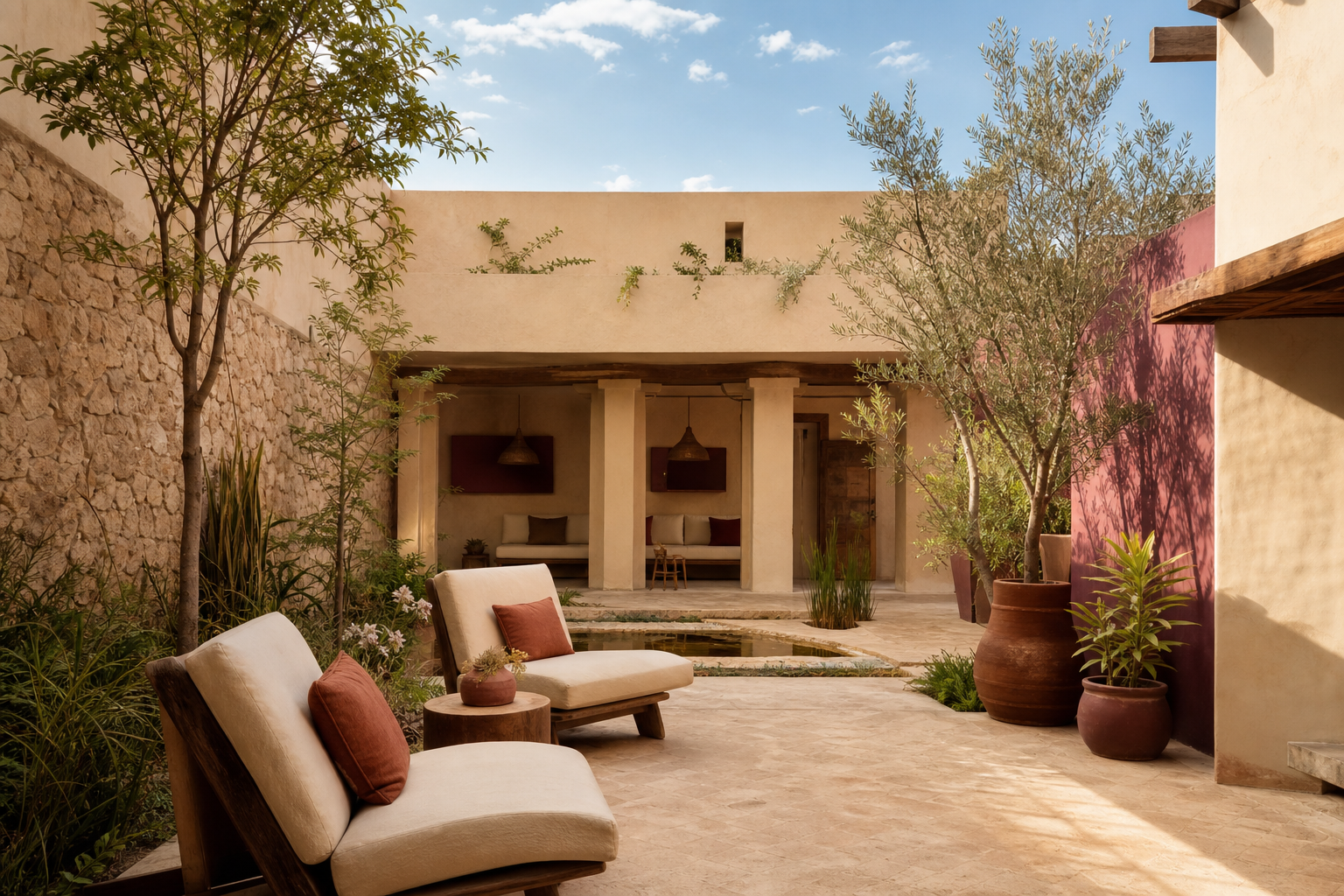Patio de un hotel boutique